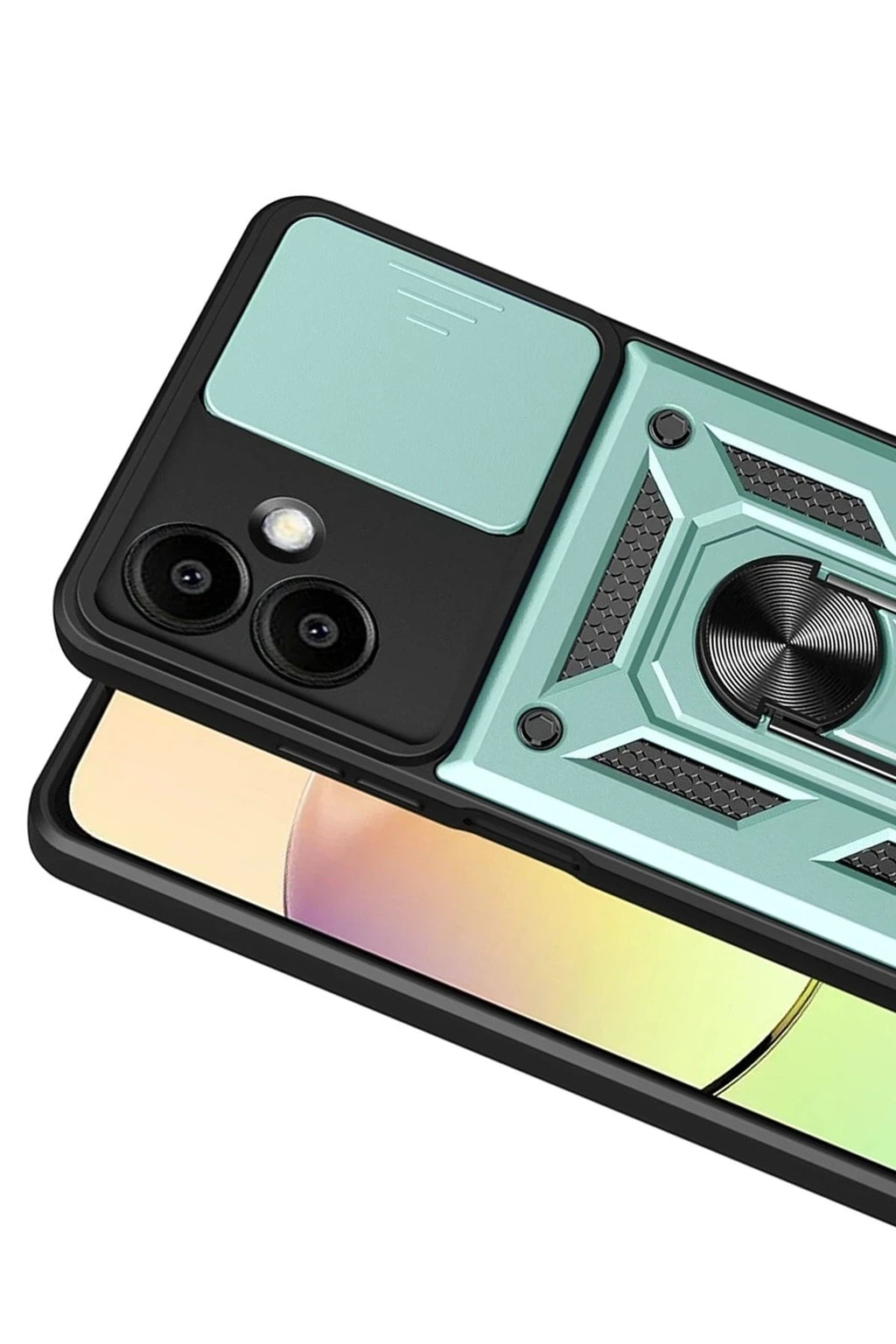 Mey İthalat® Samsung Galaxy A07 4G Pars Lens Yüzüklü Silikon - Yeşil
