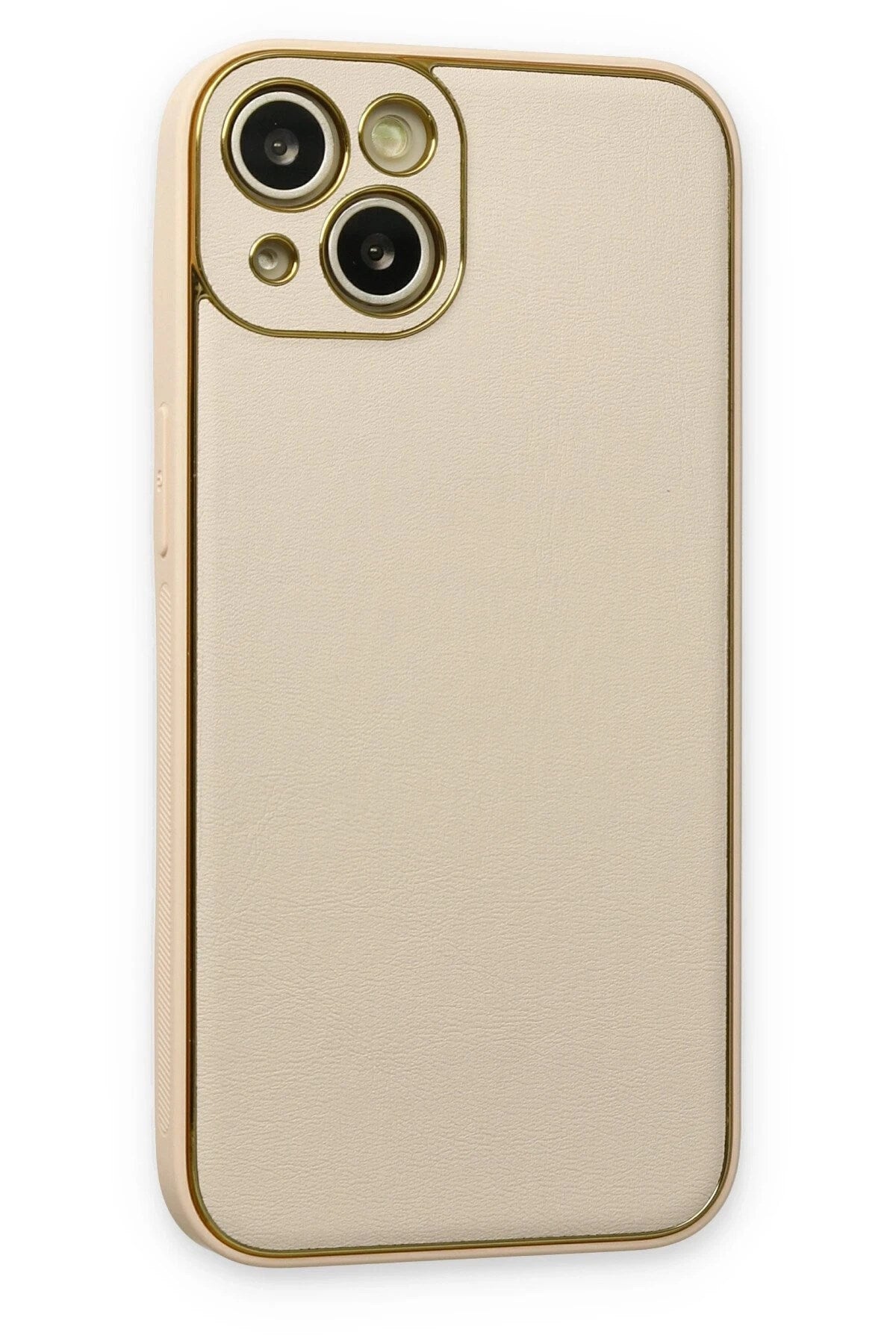 Mey İthalat® iPhone 14 Plus Kılıf Coco Deri Silikon Kapak - Gold