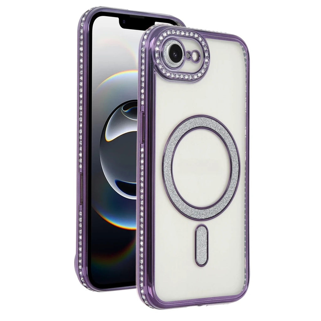 Mey İthalat® iPhone 16E Joke Simli Magneticsafe Kılıf - Derin Mor