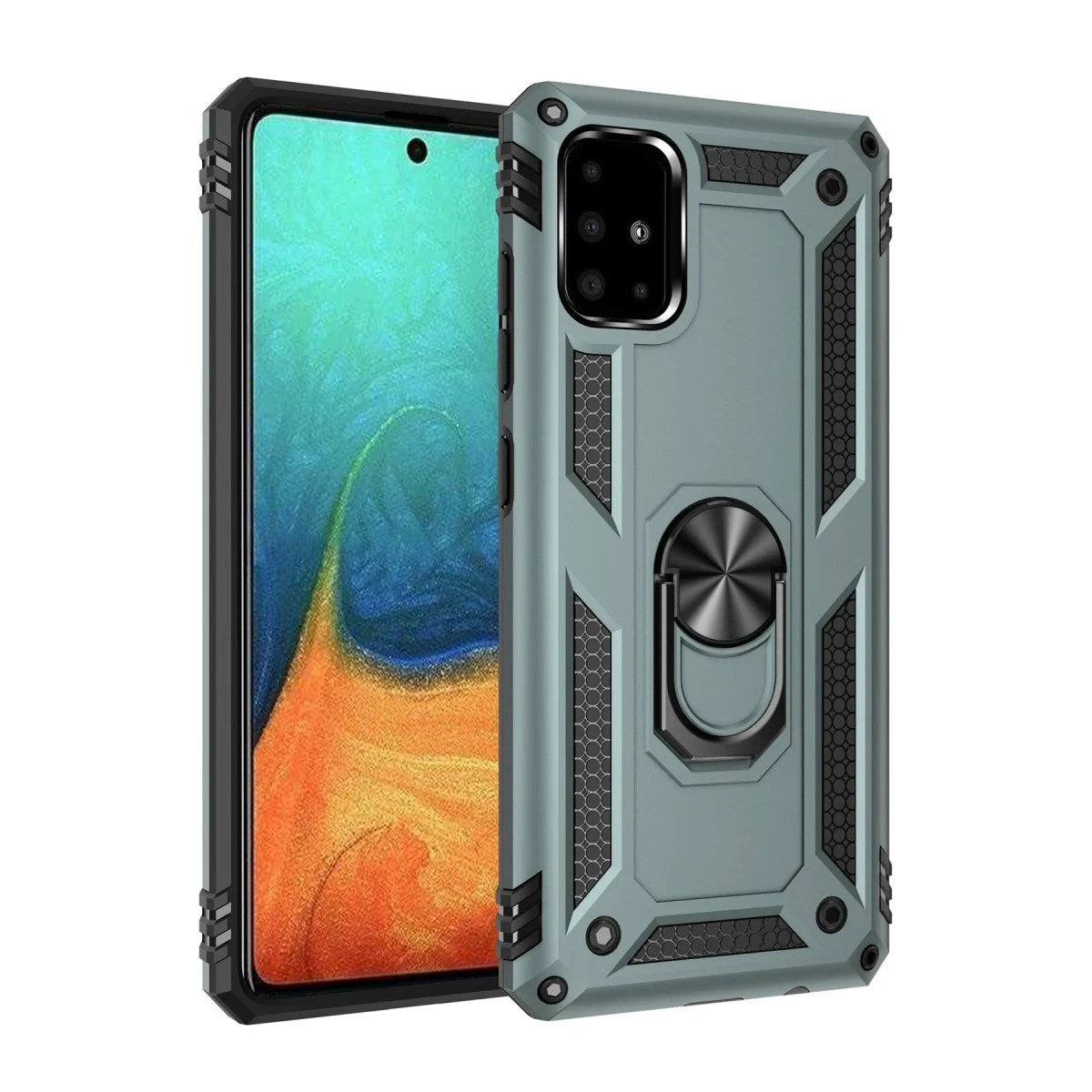 Mey İthalat® Samsung Galaxy A71 Kılıf Sofya Yüzüklü Silikon Kapak - Yeşil
