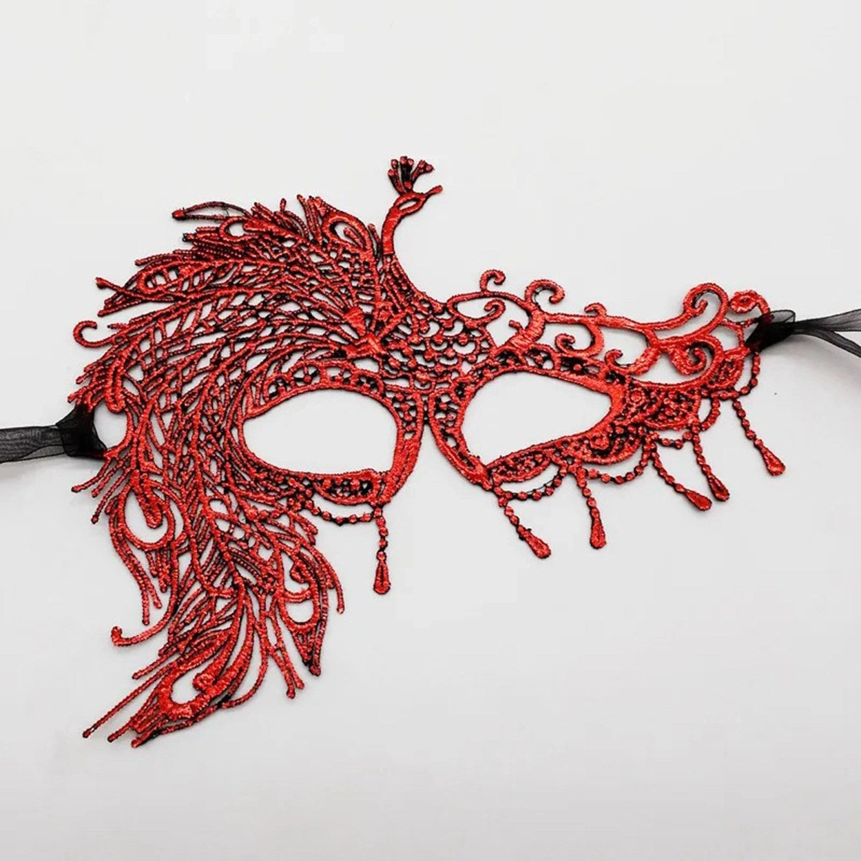 Mey İthalat® Kırmızı Dantel Masquerade Maskesi 4 No