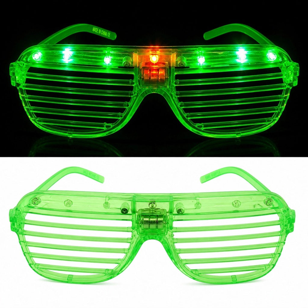 Mey İthalat® LED Işıklı Panjur Parti Gözlüğü Yeşil Renk Shutter Gözlük