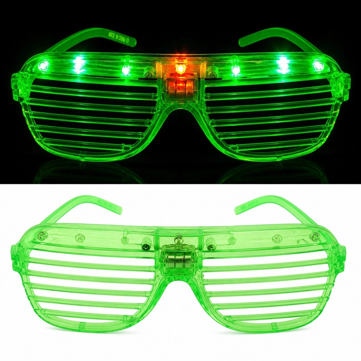 Mey İthalat® LED Işıklı Panjur Parti Gözlüğü Yeşil Renk Shutter Gözlük