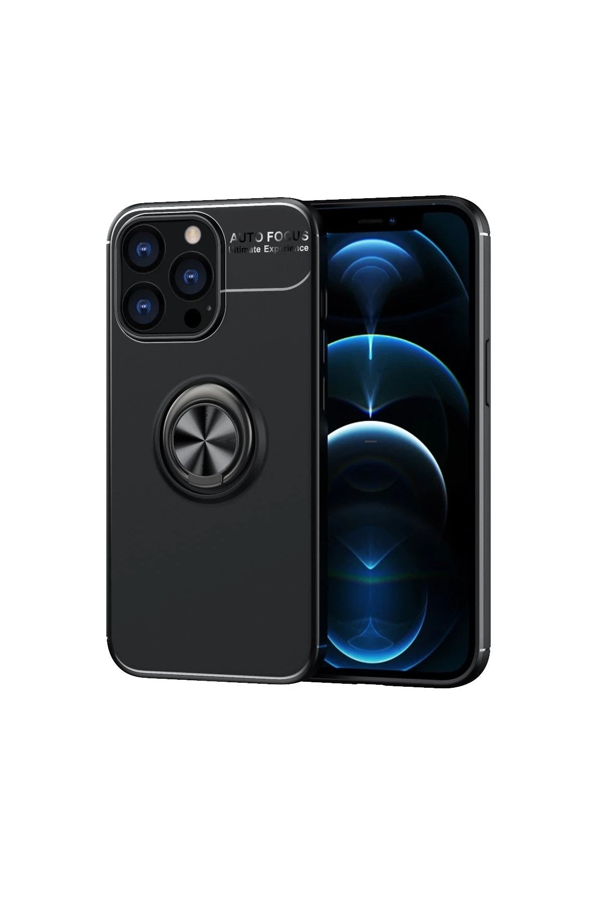 Mey İthalat® iPhone 13 Pro Kılıf Range Yüzüklü Silikon - Siyah