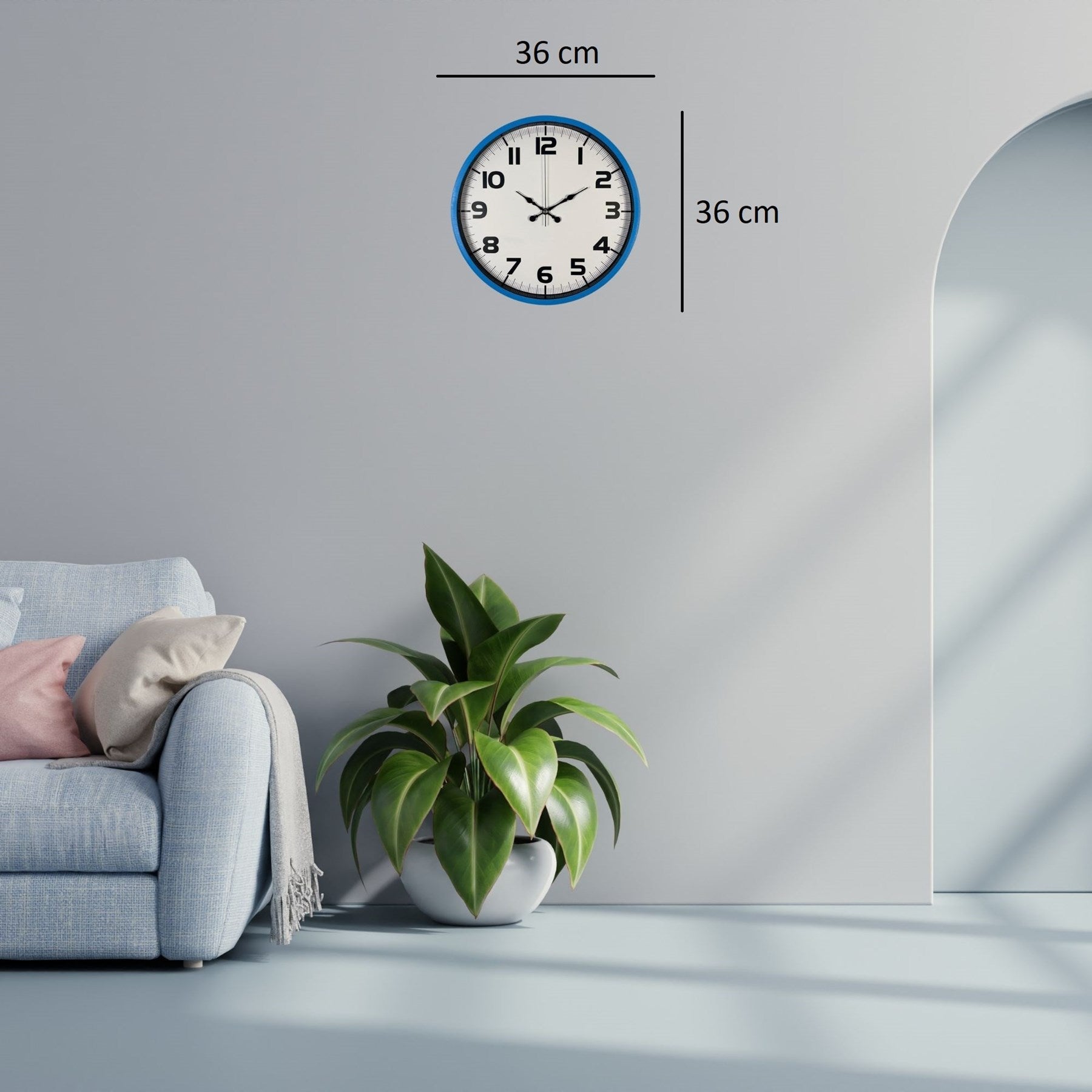 Sky Blue 36 Cm Duvar Saati
