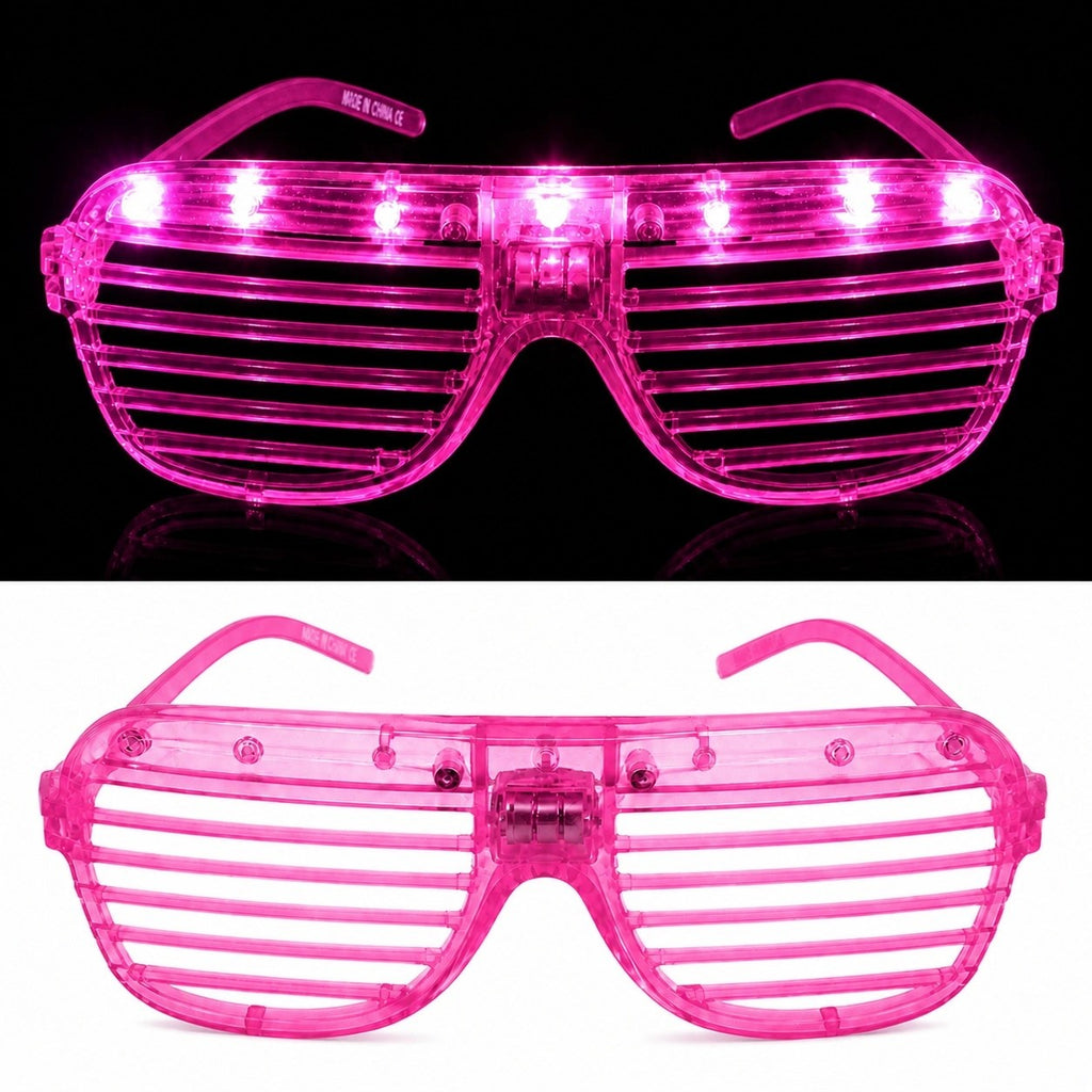 Mey İthalat® LED Işıklı Panjur Parti Gözlüğü Pembe Renk Shutter Gözlük