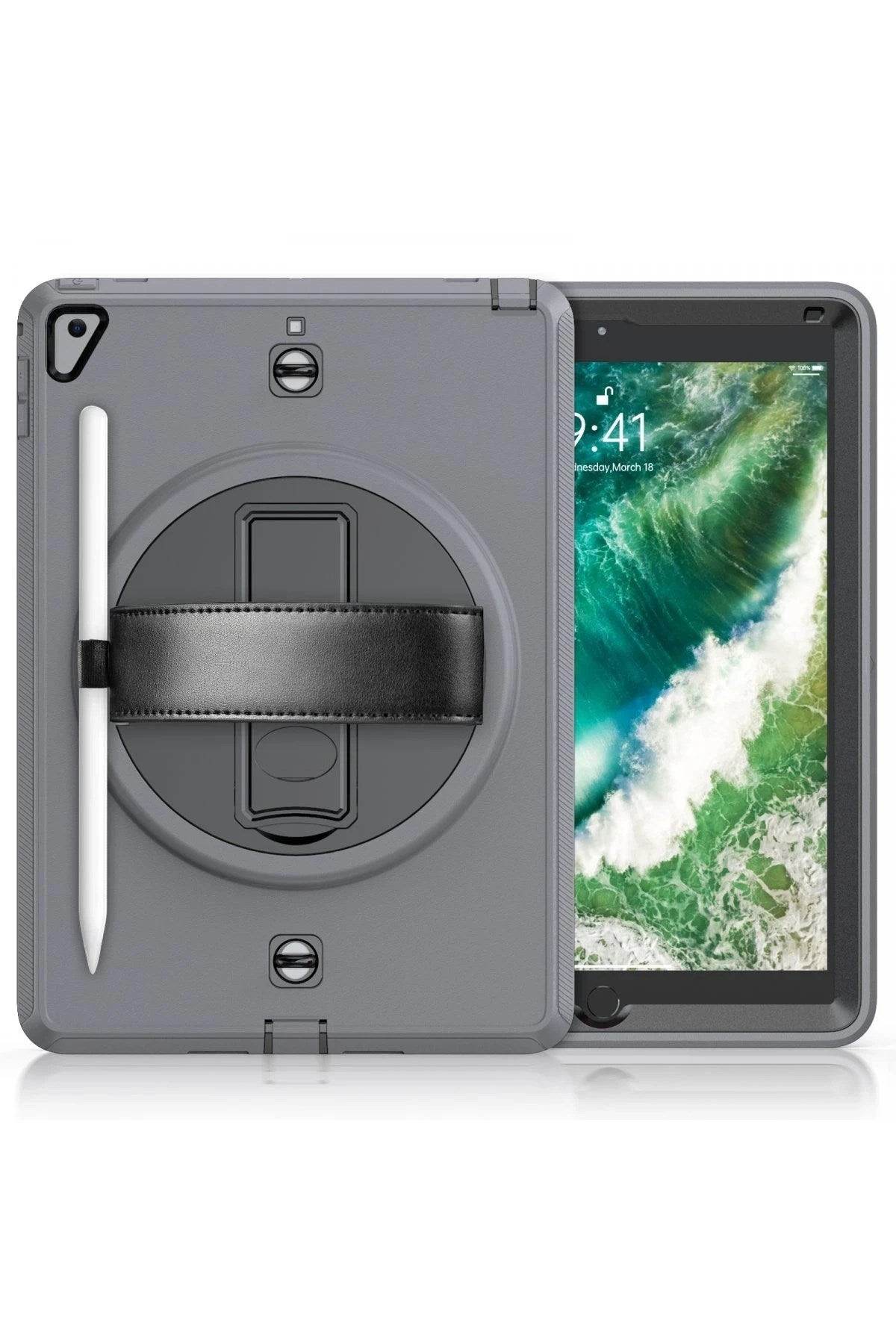 Mey İthalat® iPad 5 Air 9.7 Kılıf Strap-C Otterbox Tablet Kapak - Gri
