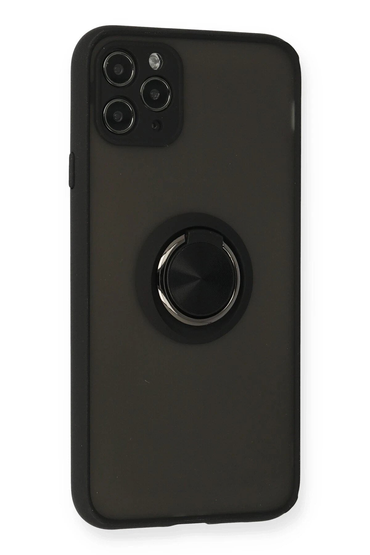 Mey İthalat® iPhone 11 Pro Kılıf Montreal Yüzüklü Silikon Kapak - Siyah