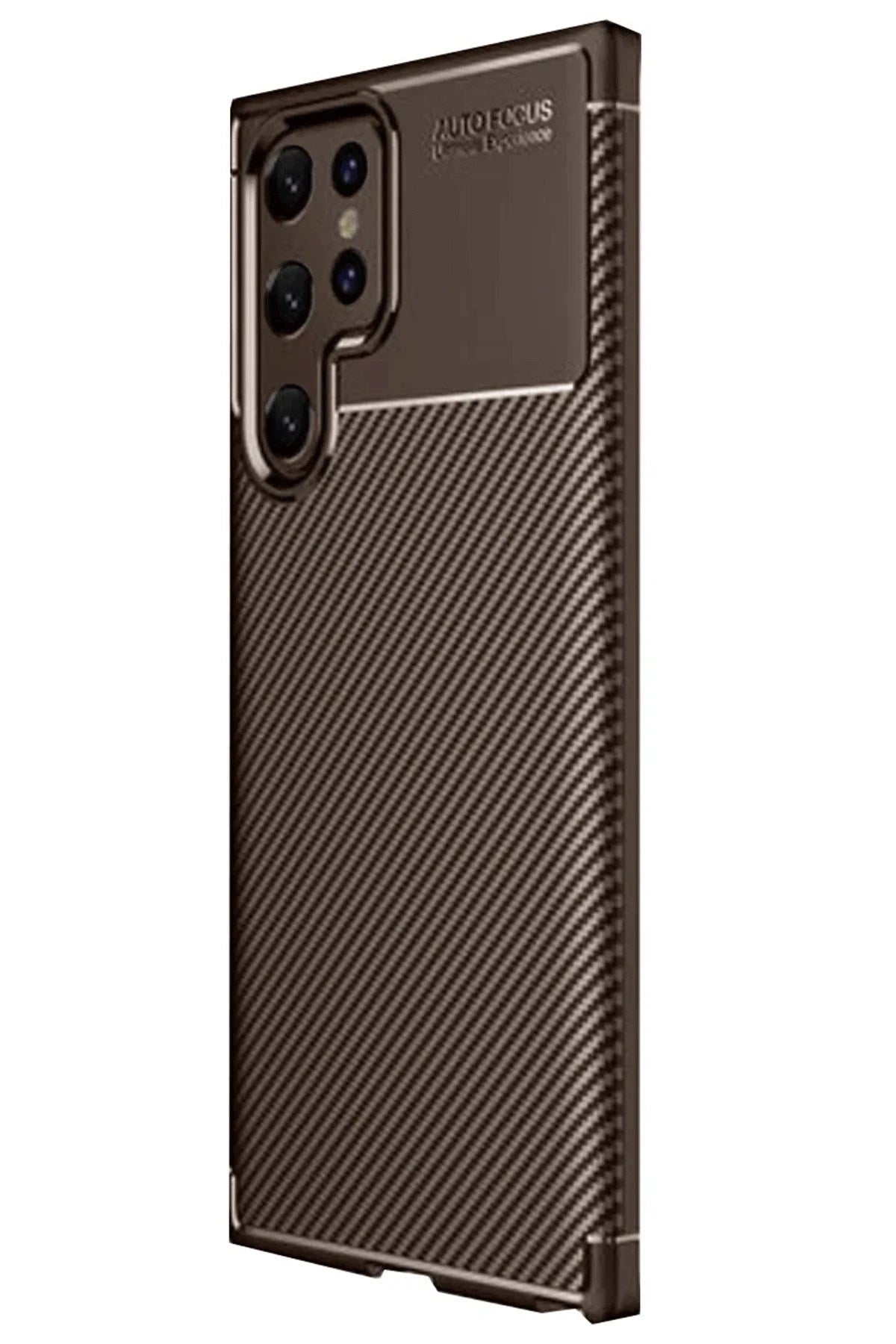 Mey İthalat® Samsung Galaxy S25 Ultra Kılıf Auto Focus Karbon Kapak - Kahverengi