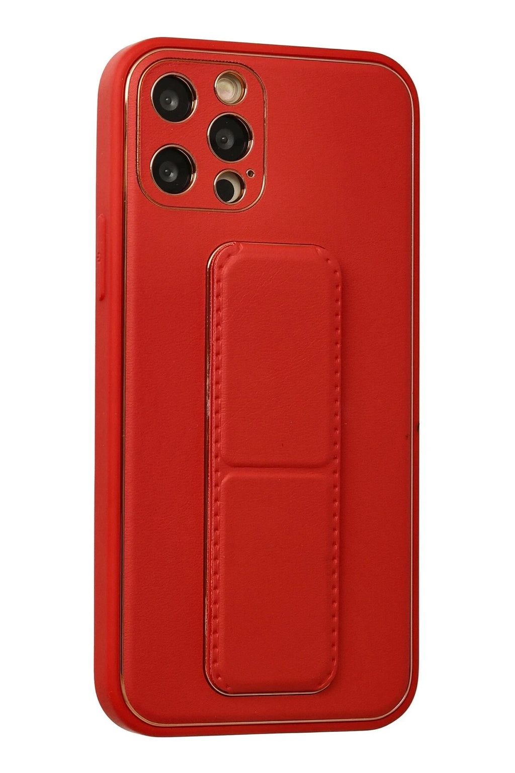 Mey İthalat® iPhone 12 Pro Kılıf Coco Deri Standlı Kapak - Kırmızı