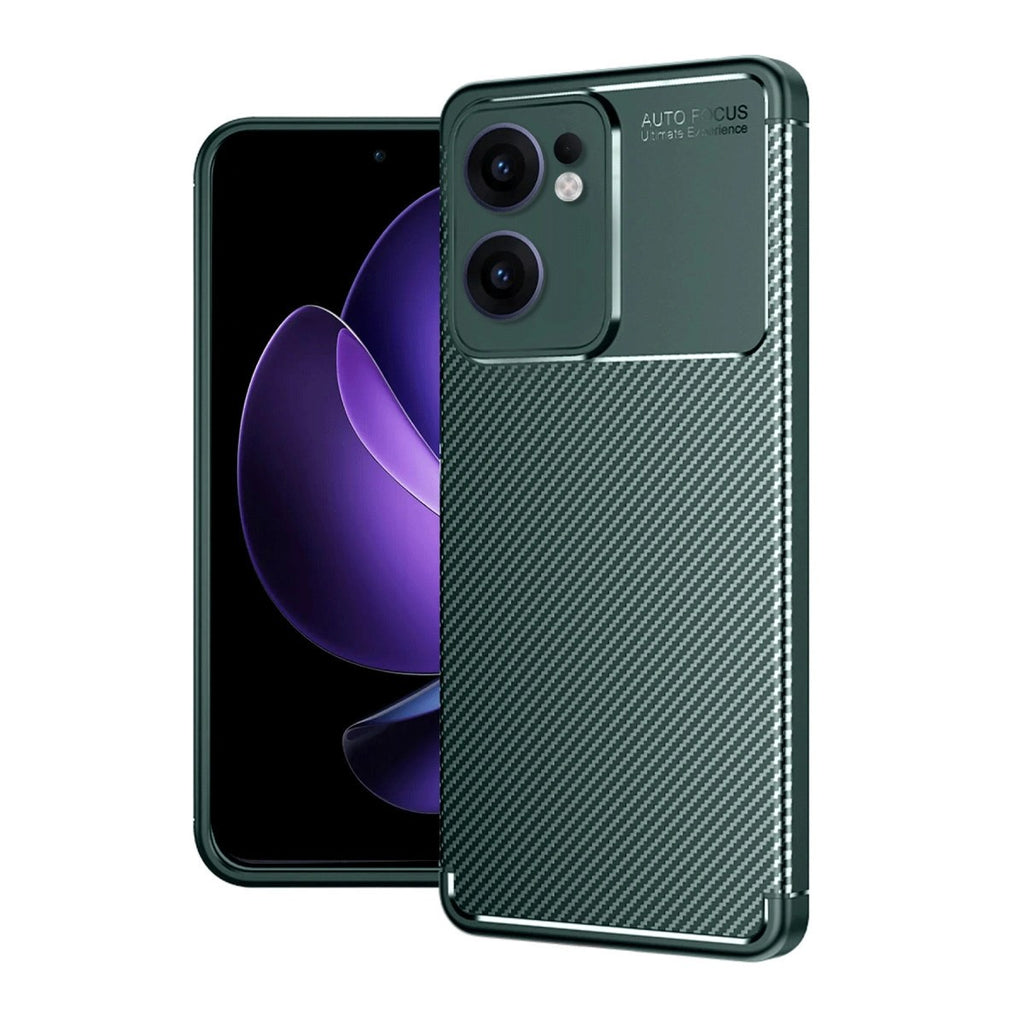 Mey İthalat® Reno 13F Kılıf Auto Focus Karbon Kapak - Koyu Yeşil