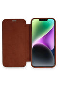 Mey İthalat® iPhone 12 Kılıf Dolpin Kapaklı - Kahverengi