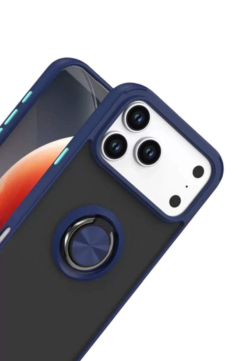 Mey İthalat® iPhone 17 Pro Max Montreal Yüzüklü Silikon Kapak - Lacivert