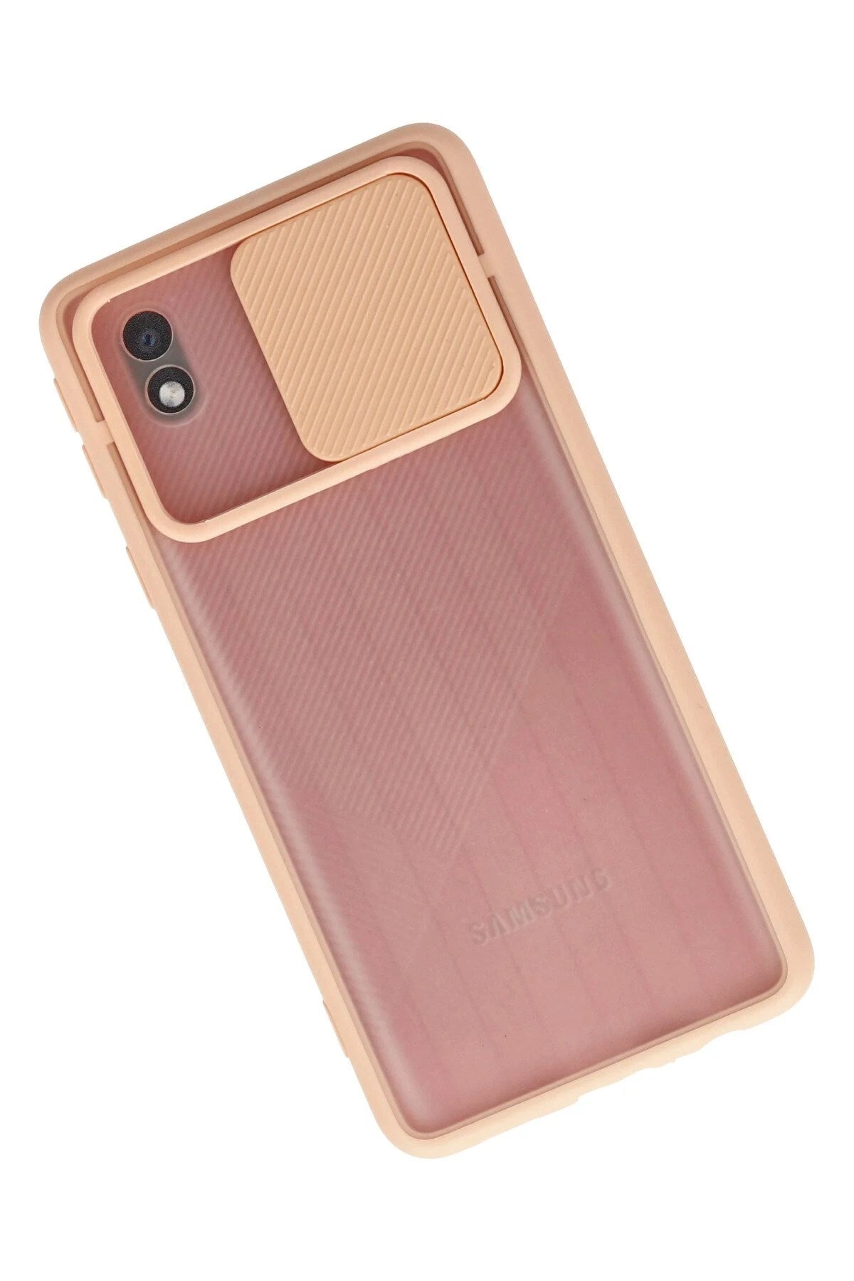 Mey İthalat® Samsung Galaxy A01 Core Kılıf Palm Buzlu Kamera Sürgülü Silikon - Pembe