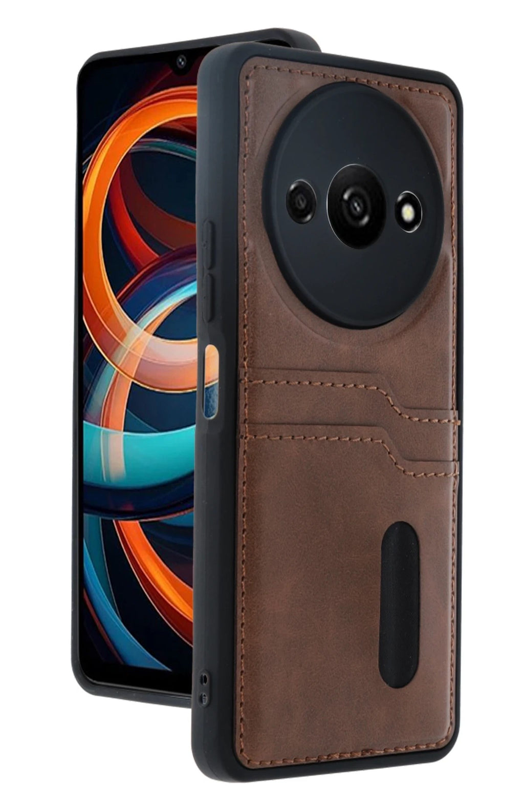 Mey İthalat® Redmi A3 4G Kılıf Sara Kartvizitli Deri Kılıf - Taba