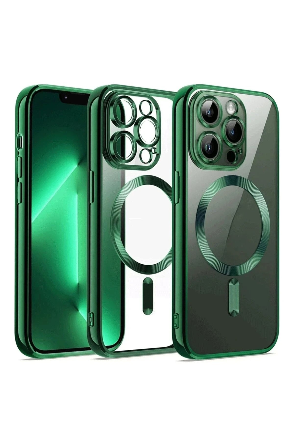 Mey İthalat® iPhone 12 Pro Kılıf Kross Magneticsafe Kapak - Koyu Yeşil
