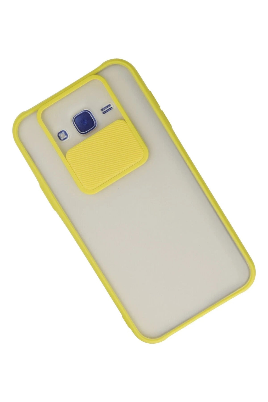 Mey İthalat® Samsung Galaxy J7 Kılıf Palm Buzlu Kamera Sürgülü Silikon - Sarı