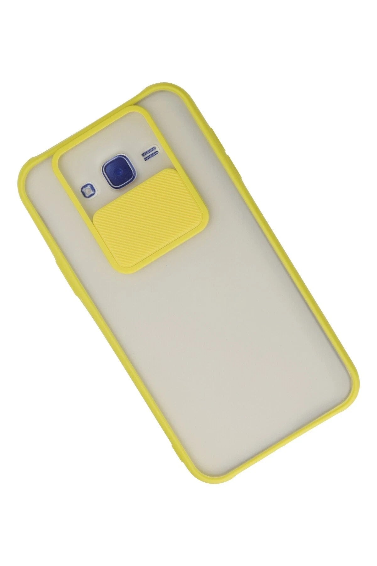 Mey İthalat® Samsung Galaxy J7 Kılıf Palm Buzlu Kamera Sürgülü Silikon - Sarı
