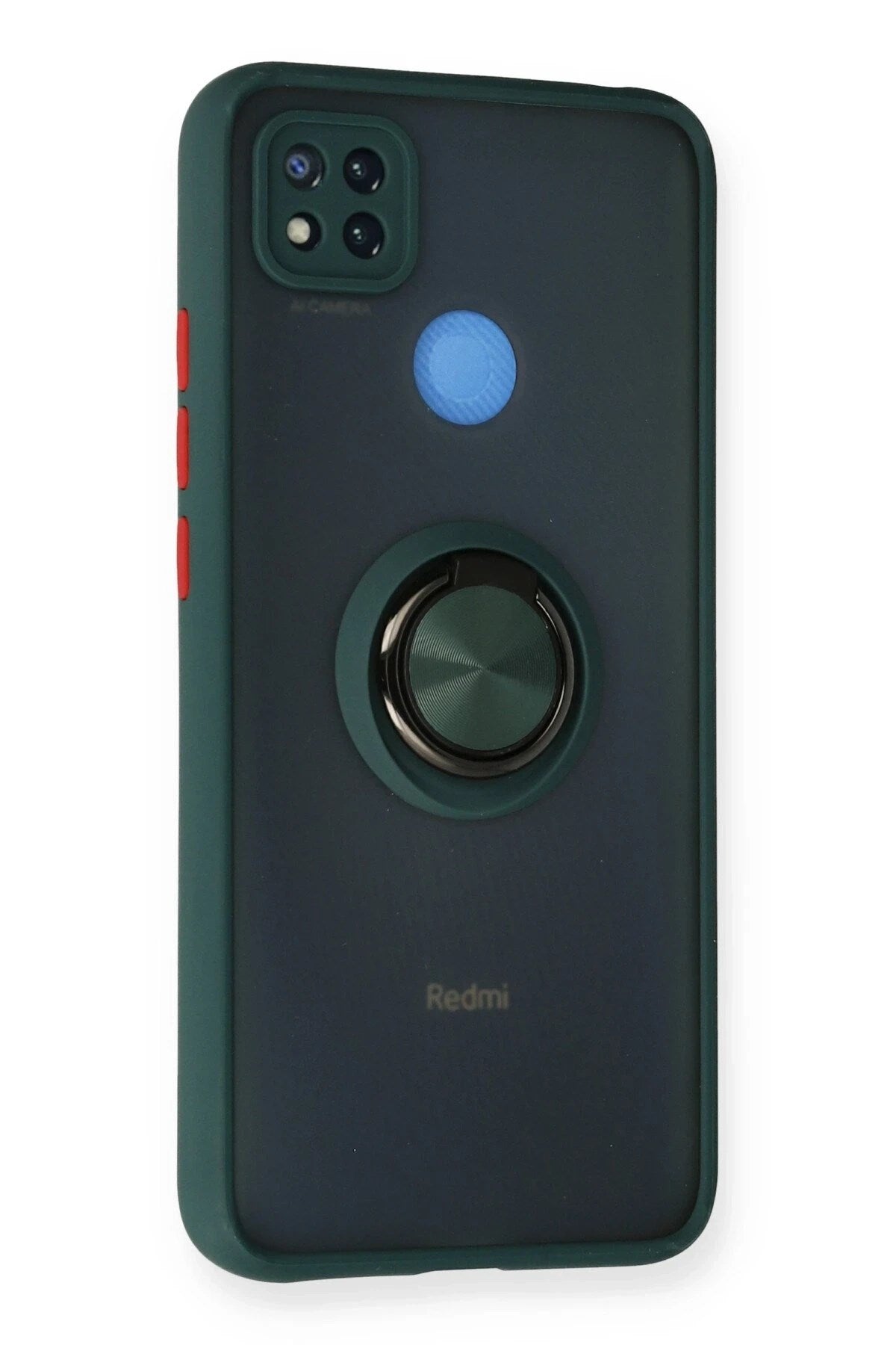 Mey İthalat® Redmi 9C Kılıf Montreal Yüzüklü Silikon Kapak - Yeşil