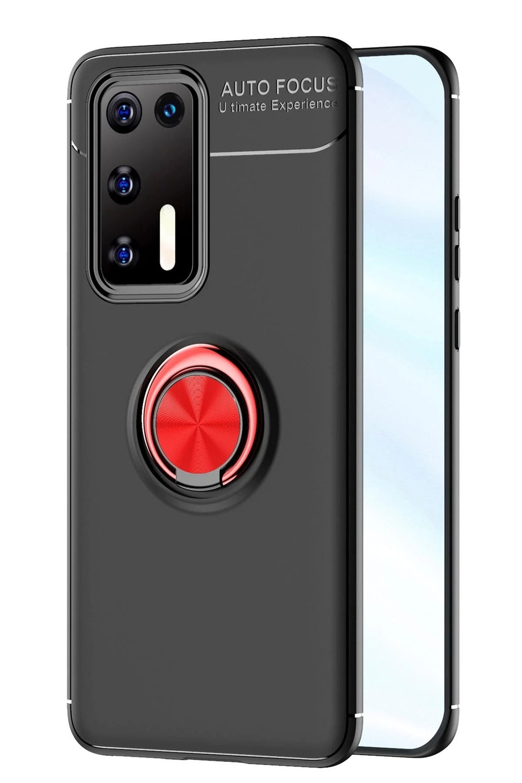 Mey İthalat® Huawei P40 Kılıf Range Yüzüklü Silikon - Siyah-Kırmızı