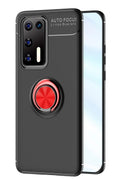 Mey İthalat® Huawei P40 Kılıf Range Yüzüklü Silikon - Siyah-Kırmızı