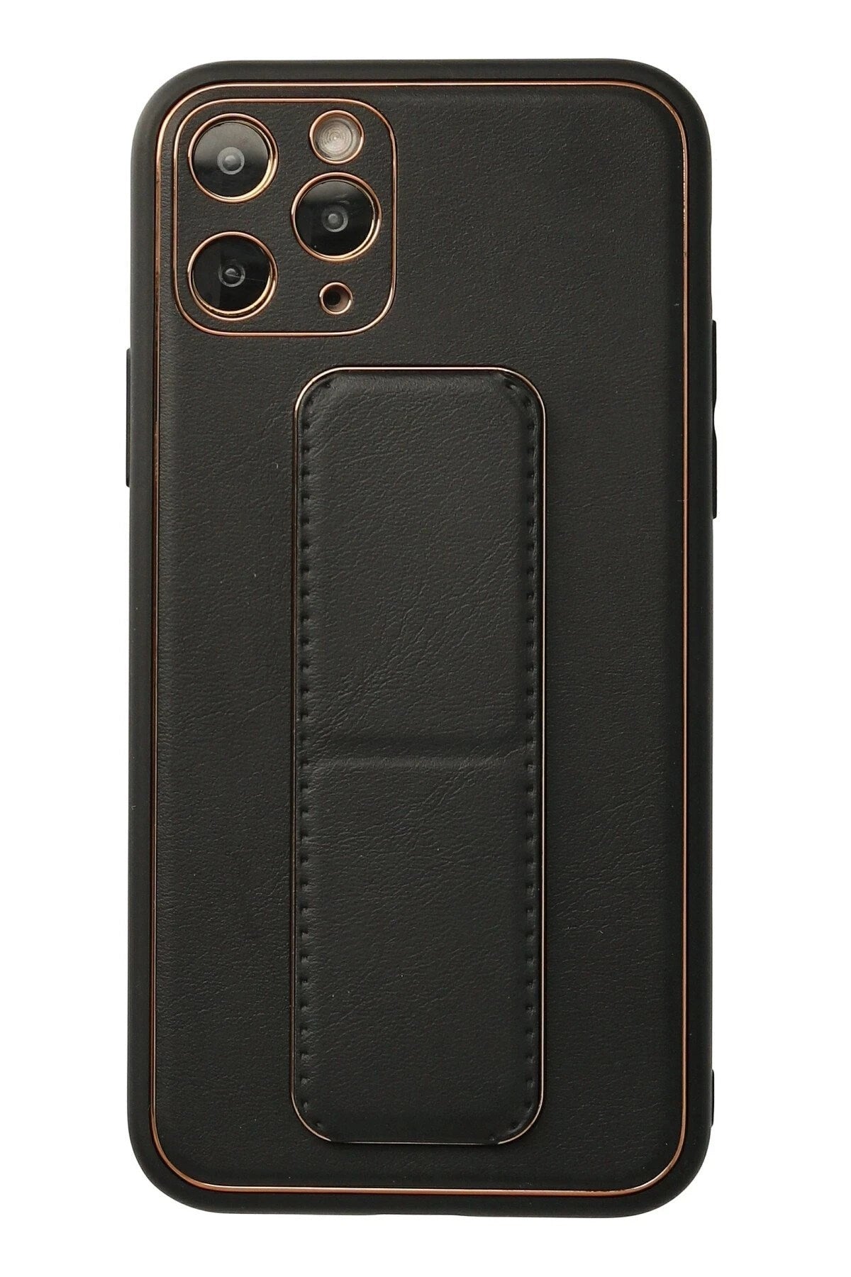Mey İthalat® iPhone 11 Pro Kılıf Coco Deri Standlı Kapak - Siyah