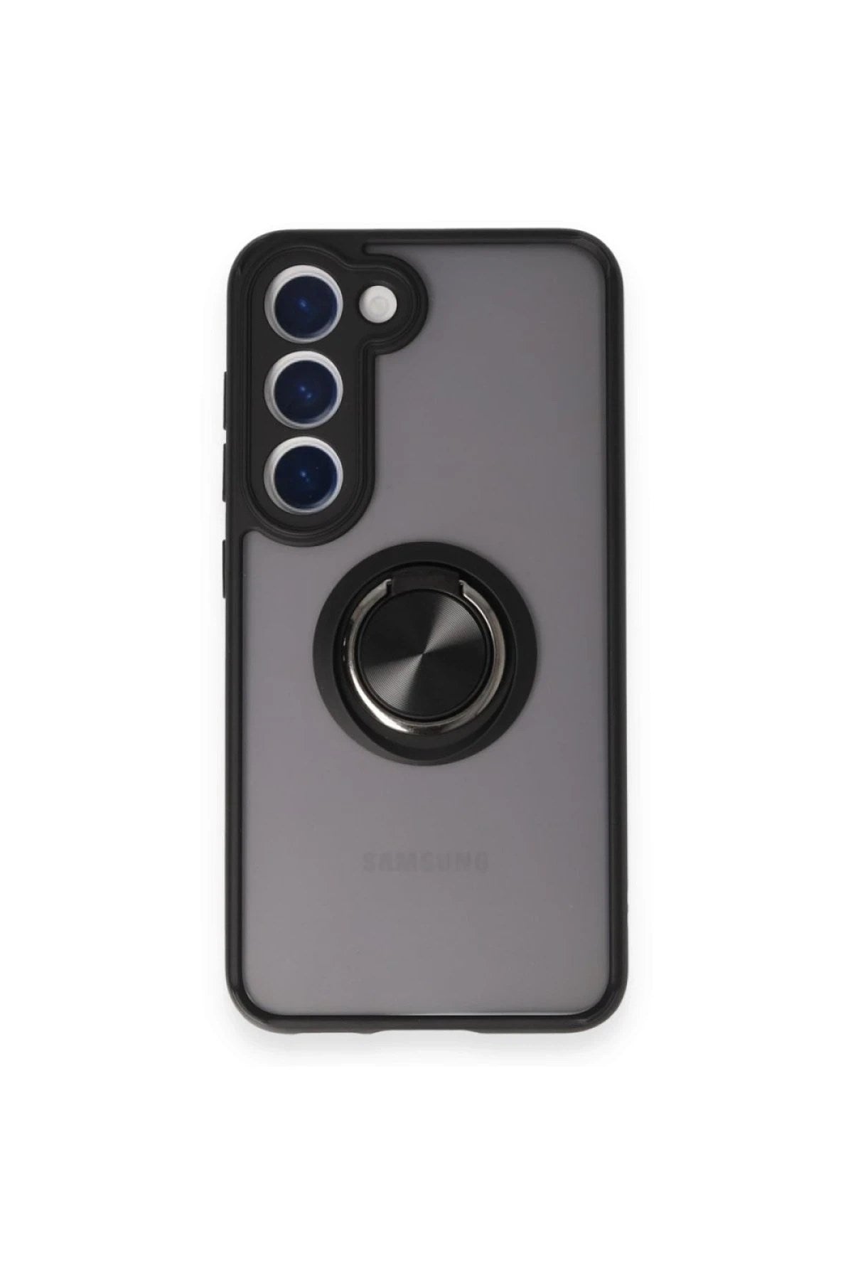 Mey İthalat® Samsung Galaxy S24 FE Kılıf Montreal Yüzüklü Silikon Kapak - Siyah