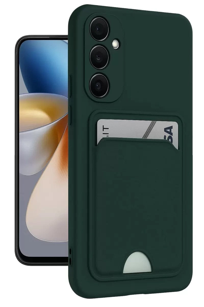 Mey İthalat® Samsung Galaxy M15 Kelvin Kartvizitli Silikon - Koyu Yeşil