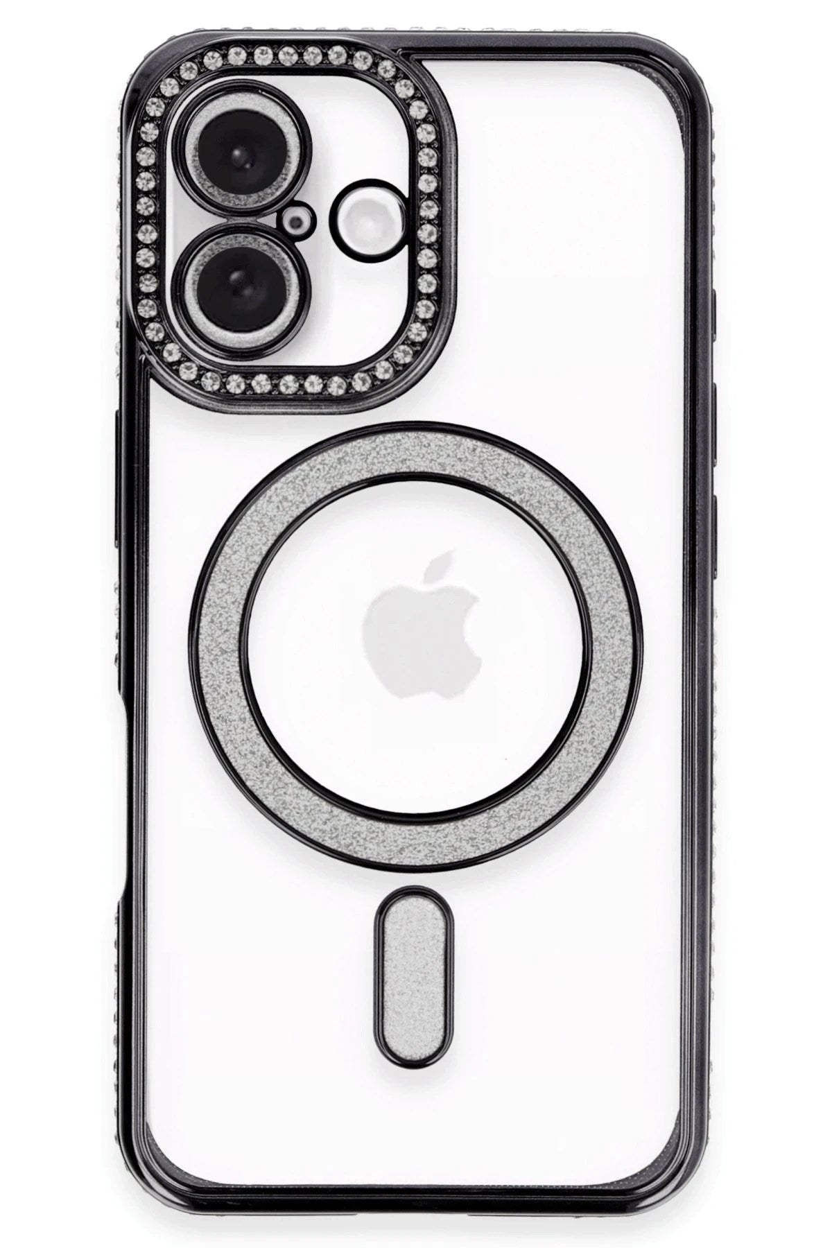 Mey İthalat® iPhone 16 Kılıf Joke Simli Magneticsafe Kılıf - Siyah