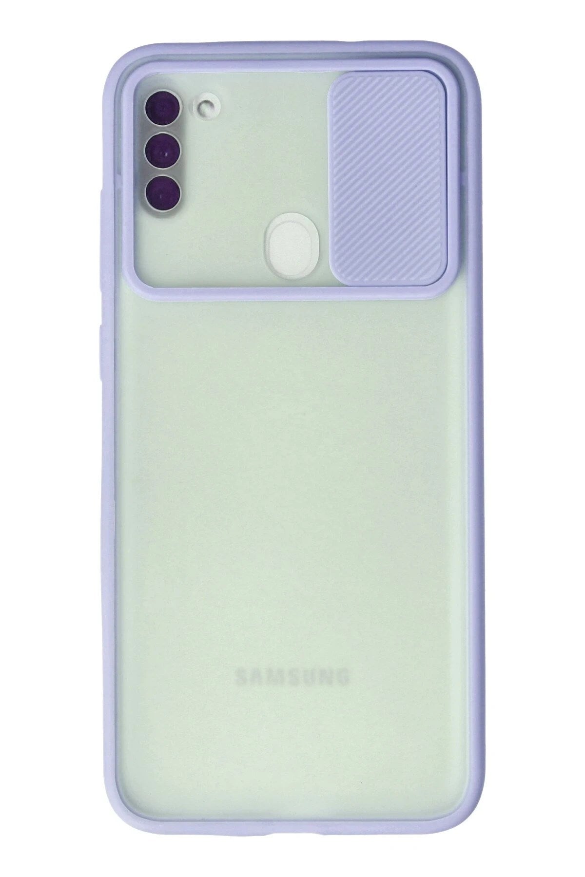 Mey İthalat® Samsung Galaxy A11 Kılıf Palm Buzlu Kamera Sürgülü Silikon - Lila