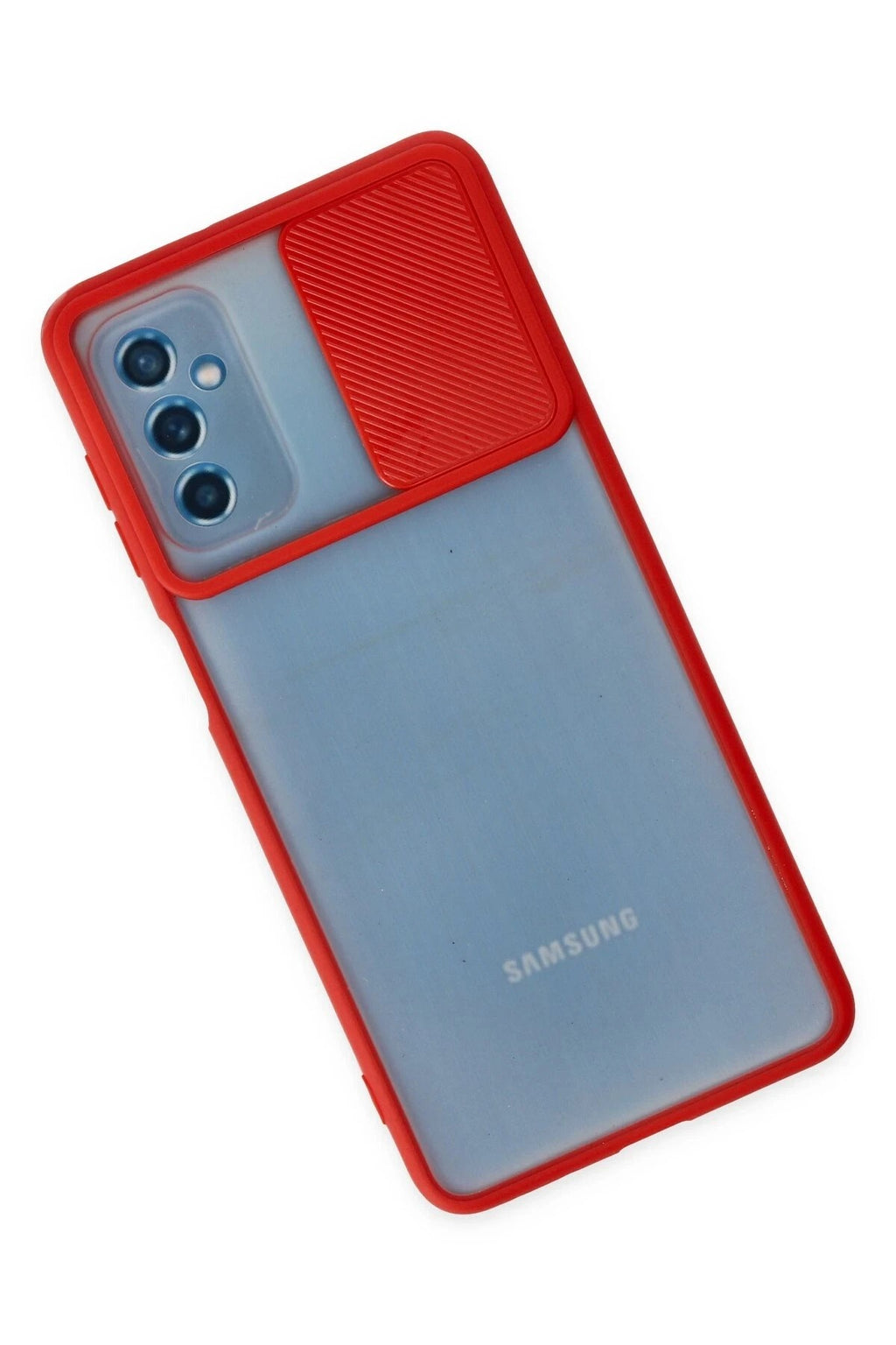 Mey İthalat® Samsung Galaxy M52 5G Kılıf Palm Buzlu Kamera Sürgülü Silikon - Kırmızı