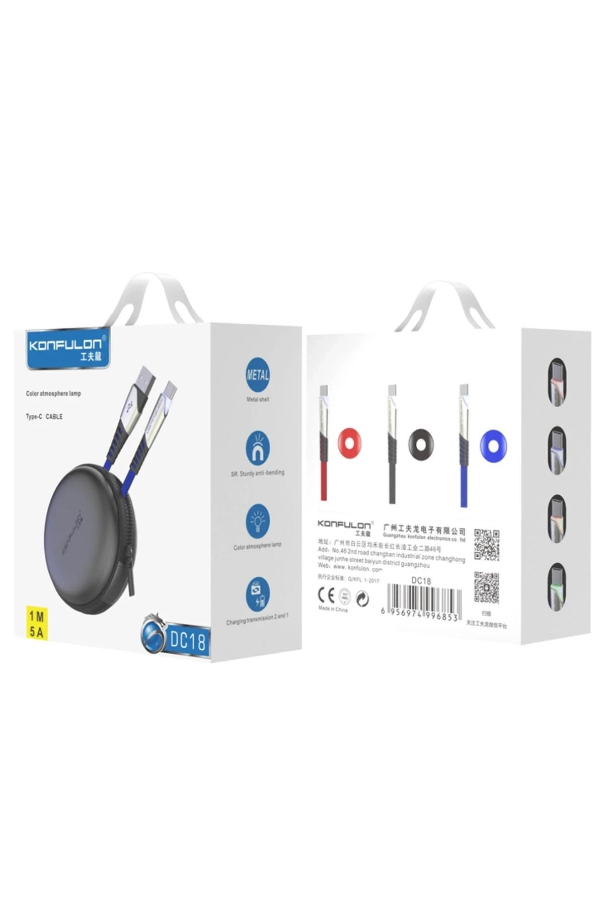 Mey İthalat® DC18 Type-C Kablo 1M 5A - Mavi