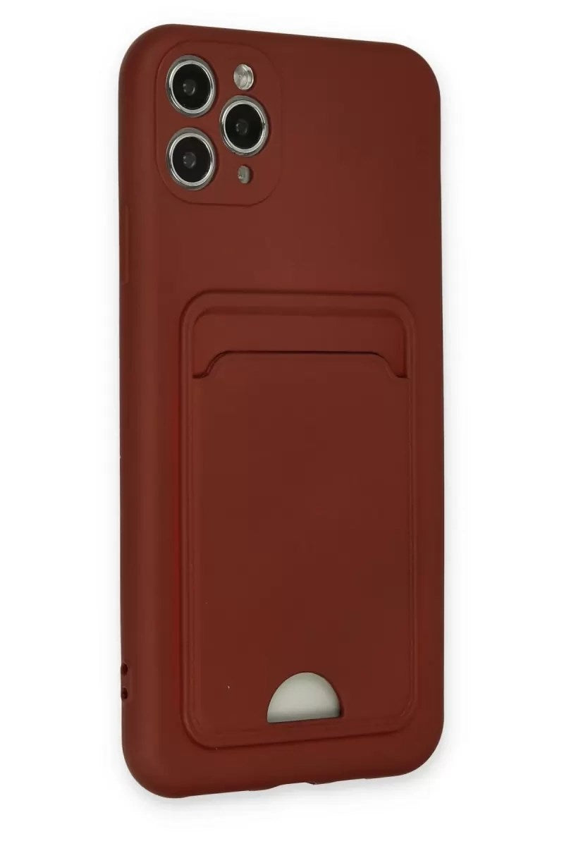 Mey İthalat® iPhone 11 Pro Max Kılıf Kelvin Kartvizitli Silikon - Bordo