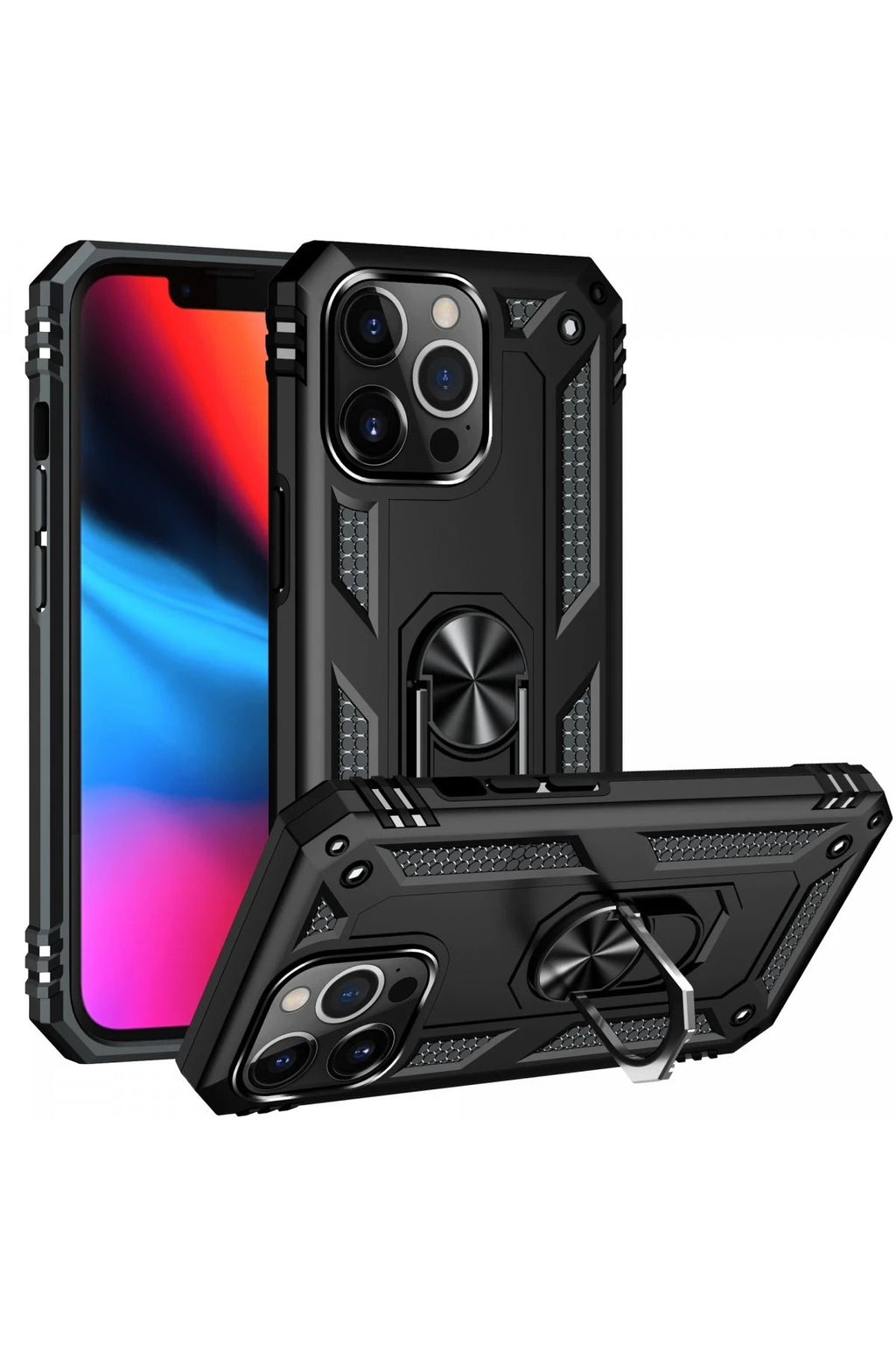 Mey İthalat® iPhone 13 Pro Kılıf Sofya Yüzüklü Silikon Kapak - Siyah