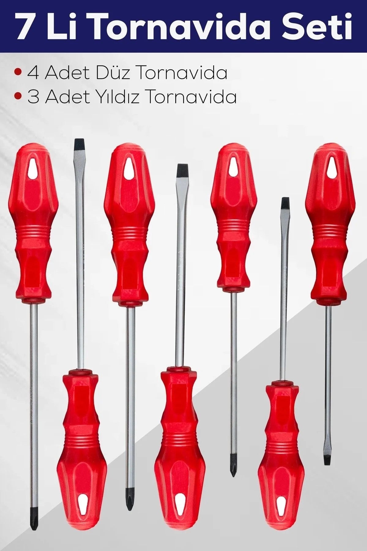 7'li Tornavida Seti - 4 Adet Düz ve 3 Adet Yıldız Uçlu Tornavida Takımı