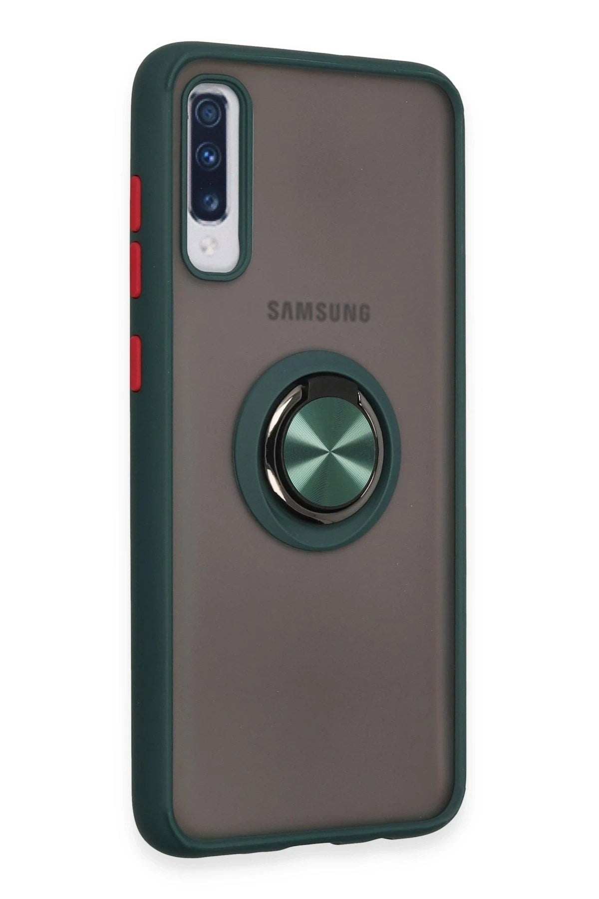 Mey İthalat® Samsung Galaxy A70 Kılıf Montreal Yüzüklü Silikon Kapak - Yeşil