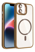 Mey İthalat® iPhone 11 Remim Lensli Magsafe Standlı Kapak - Kahverengi