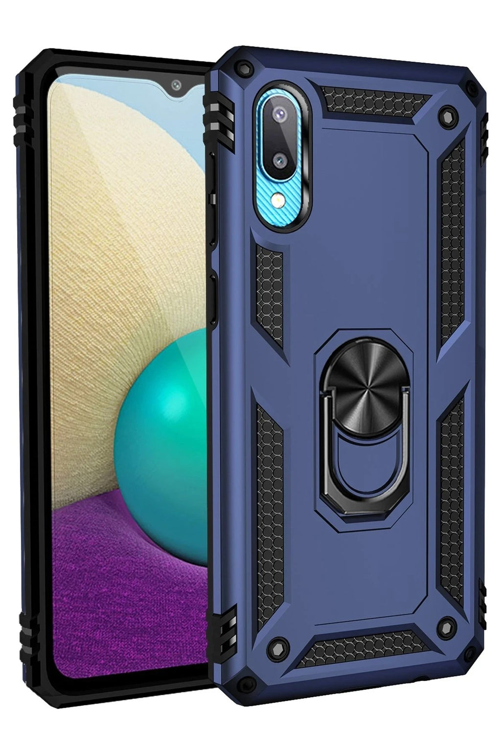 Mey İthalat® Samsung Galaxy A02 Kılıf Sofya Yüzüklü Silikon Kapak - Lacivert