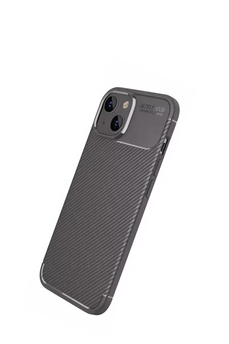 Mey İthalat® iPhone 14 Kılıf Auto Focus Karbon Kapak - Gri