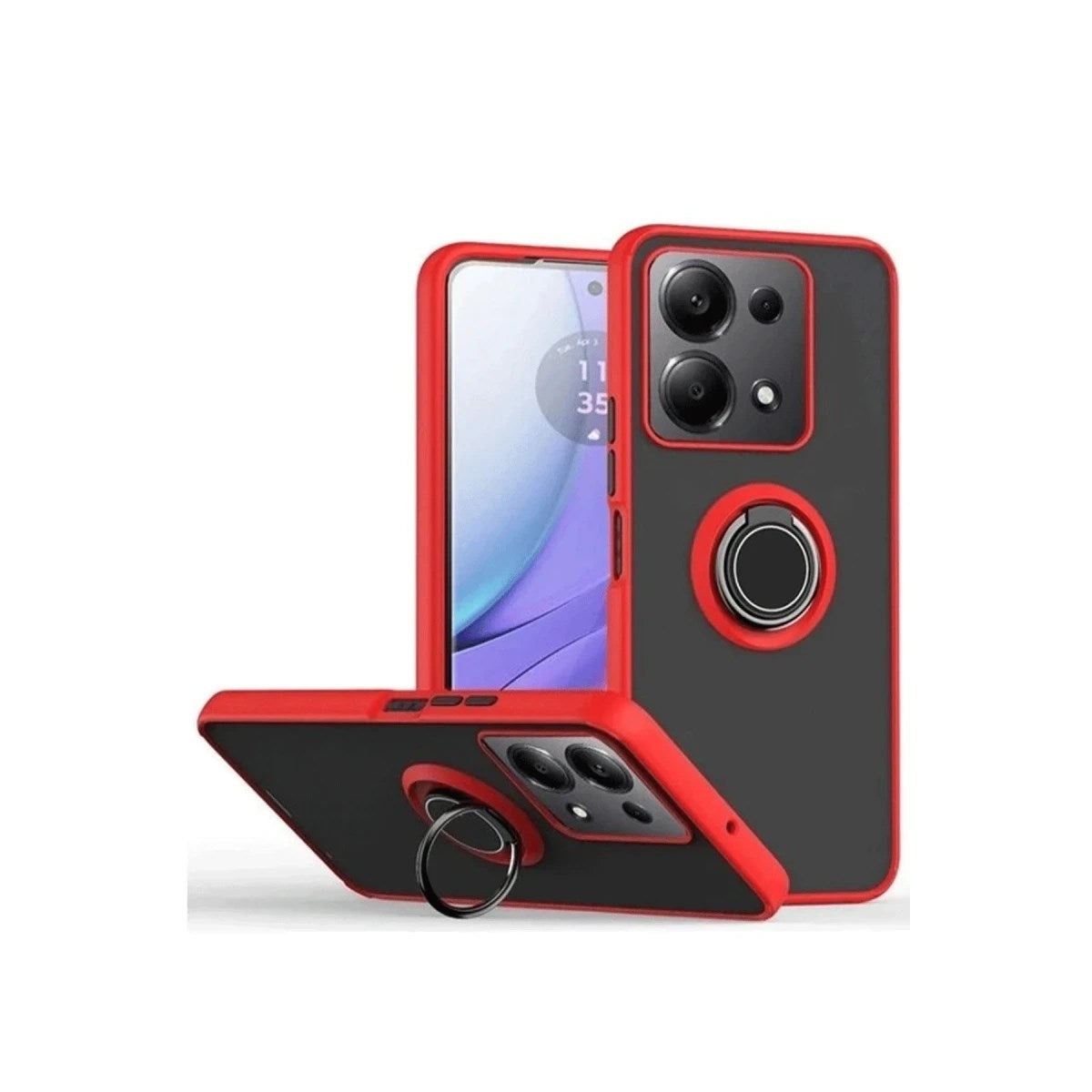 Mey İthalat® Redmi Note 13 Pro 5G Kılıf Montreal Yüzüklü Silikon Kapak - Kırmızı