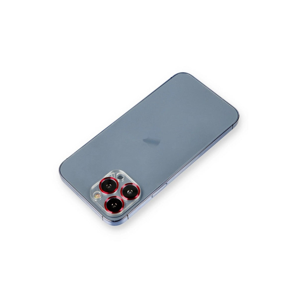 Mey İthalat® iPhone 12 Pro Max Metal Kamera Lens Koruma Cam - Kırmızı