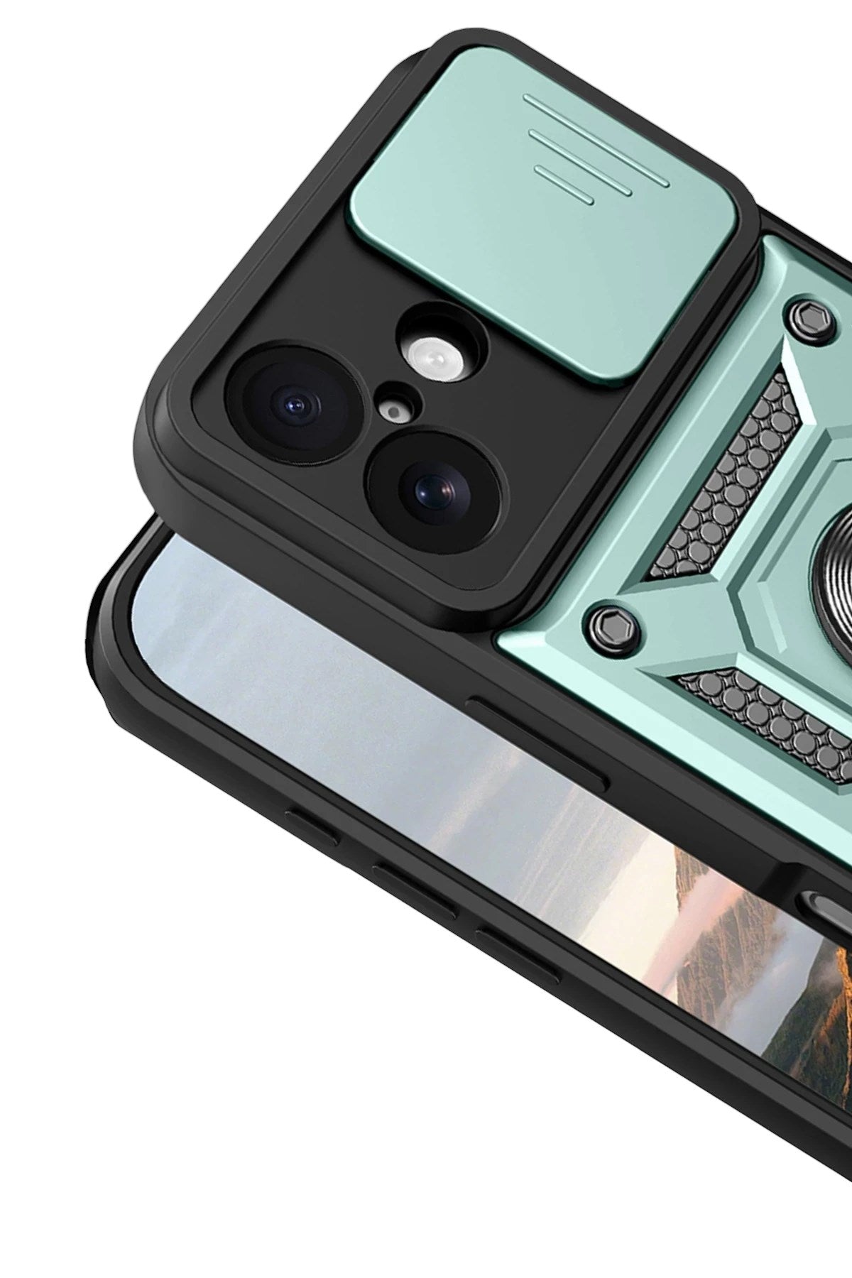 Mey İthalat® iPhone 17 Pars Lens Yüzüklü Silikon - Yeşil