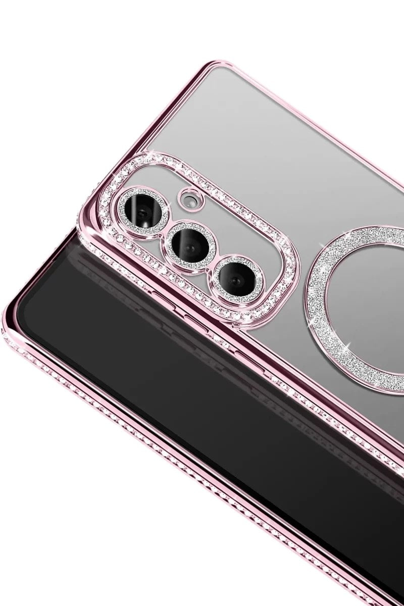 Mey İthalat® Samsung Galaxy A57 5G Joke Simli Magneticsafe Kılıf - Pembe
