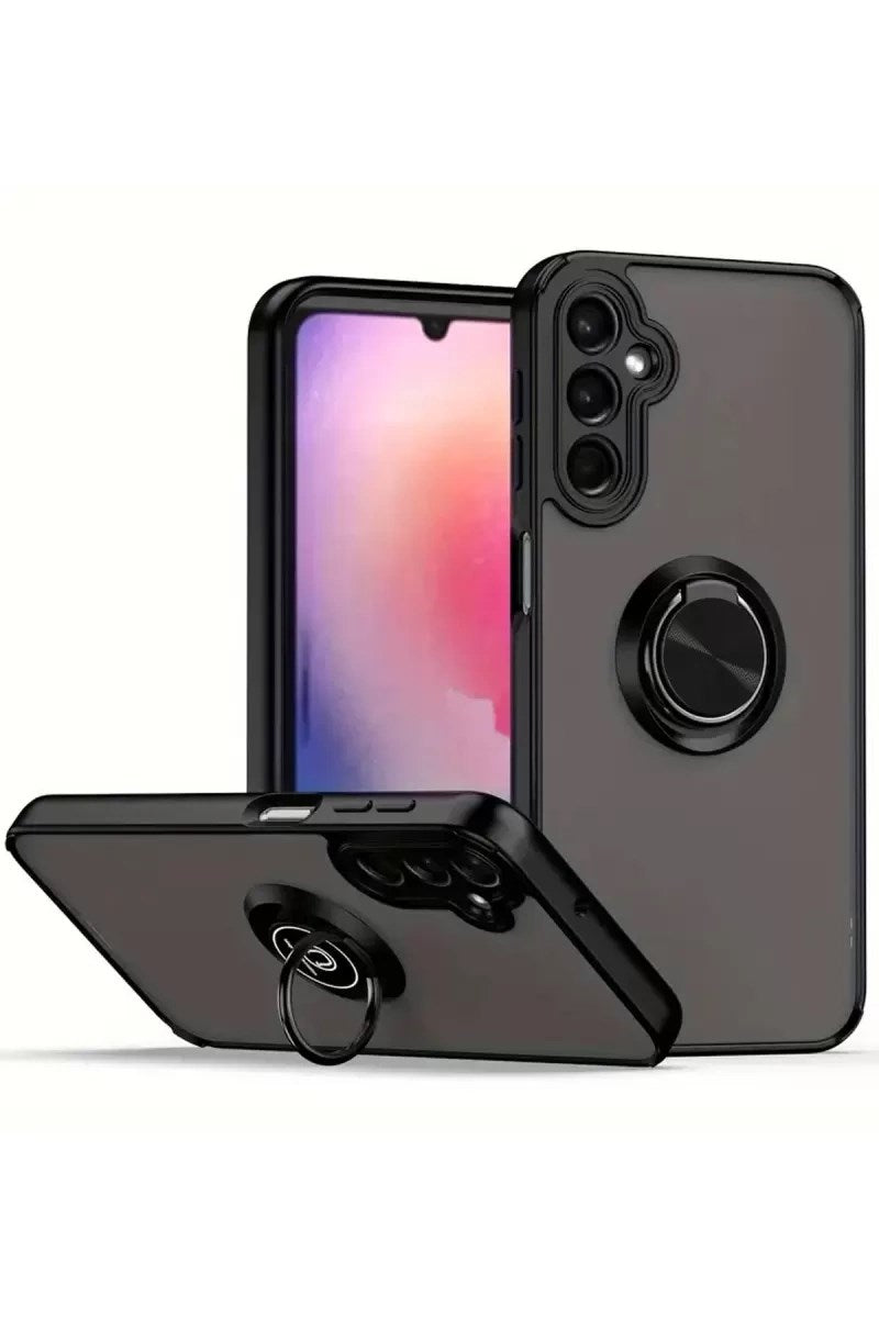 Mey İthalat® Samsung Galaxy A16 5G Kılıf Montreal Yüzüklü Silikon Kapak - Siyah