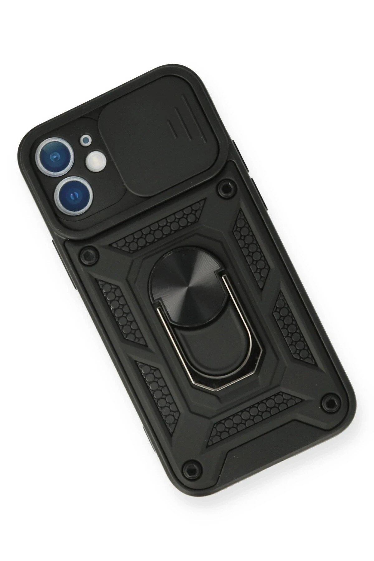 Mey İthalat® iPhone 11 Kılıf Pars Lens Yüzüklü Silikon - Siyah