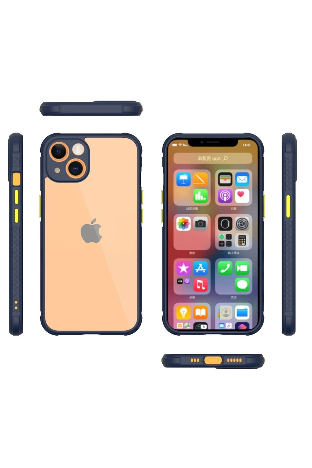 Mey İthalat® iPhone 13 Mini Kılıf Miami Şeffaf Silikon - Lacivert