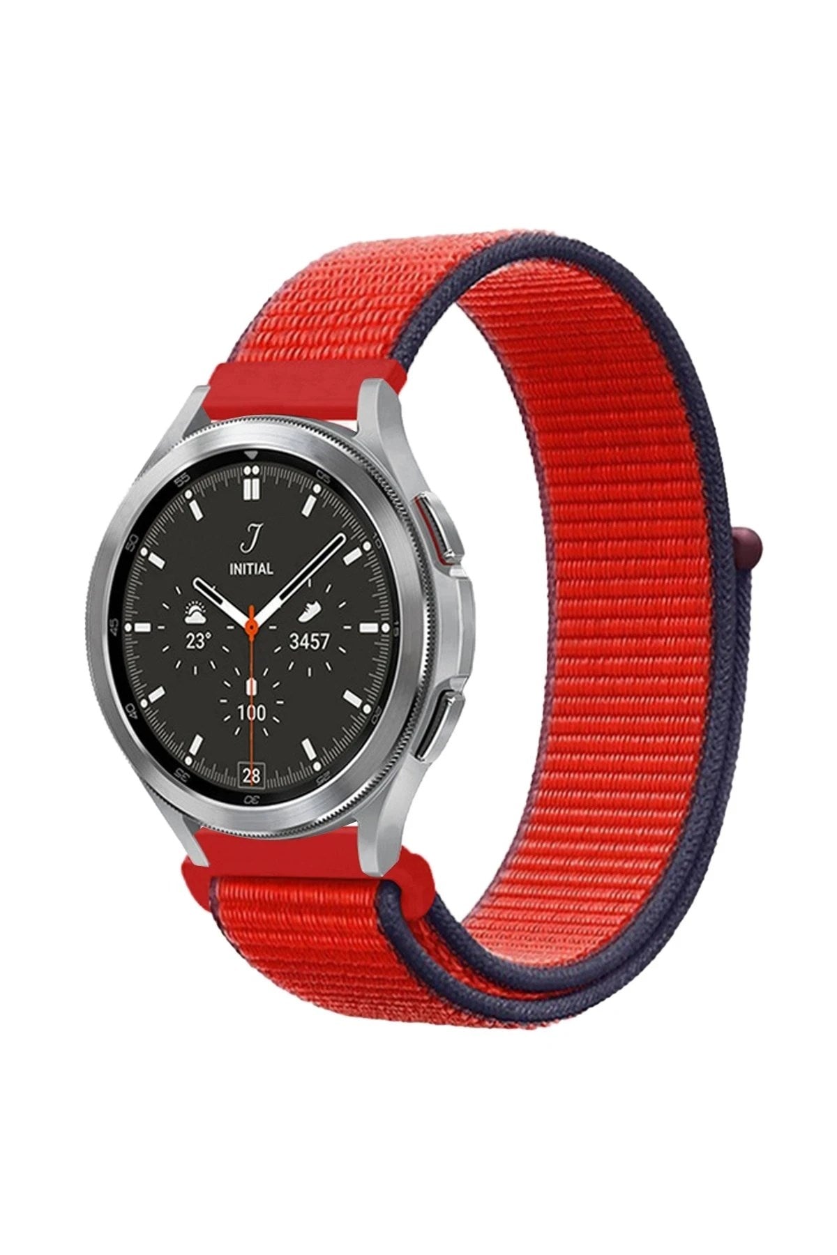 Mey İthalat® Watch 22mm Hasırlı Cırtcırtlı Kordon - Kırmızı