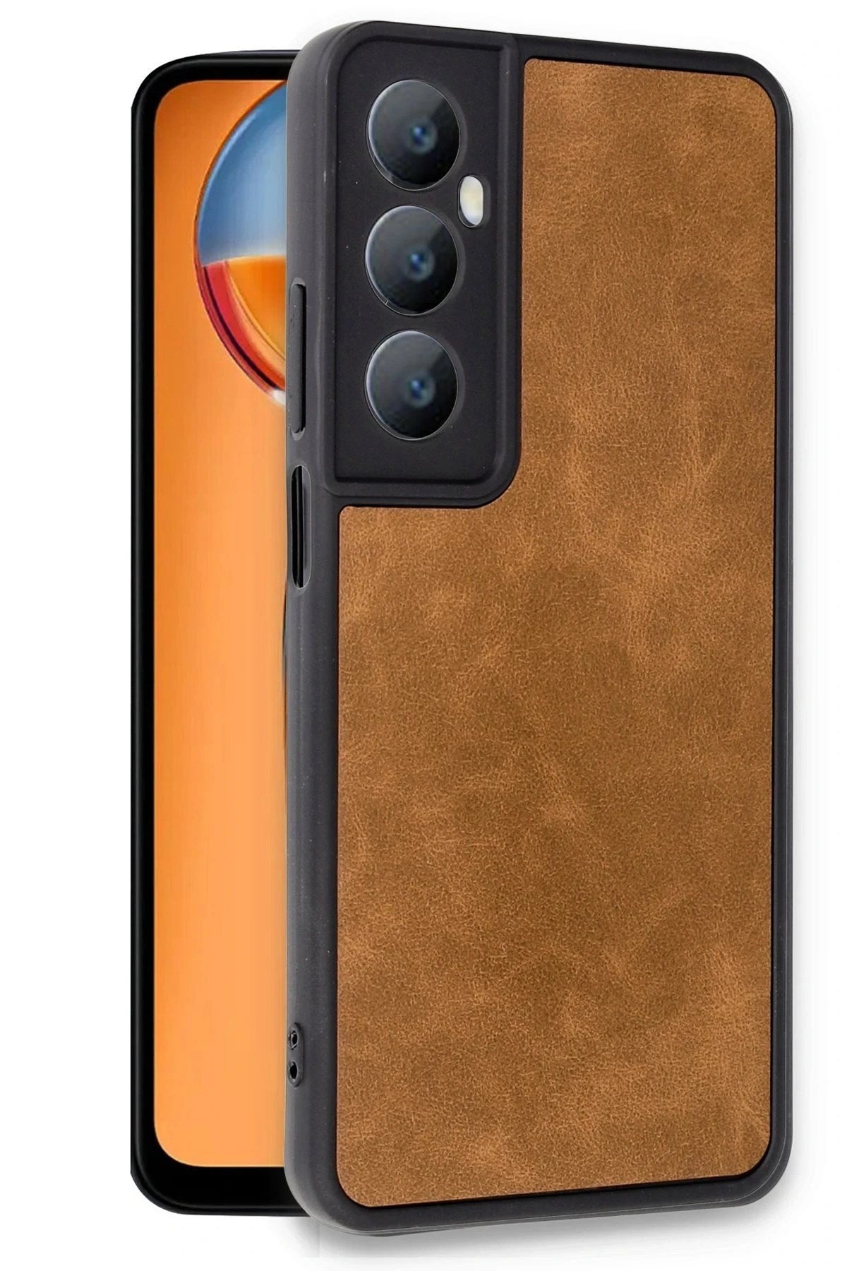 Mey İthalat® Realme C65 Kılıf Aras Deri Kapak - Taba