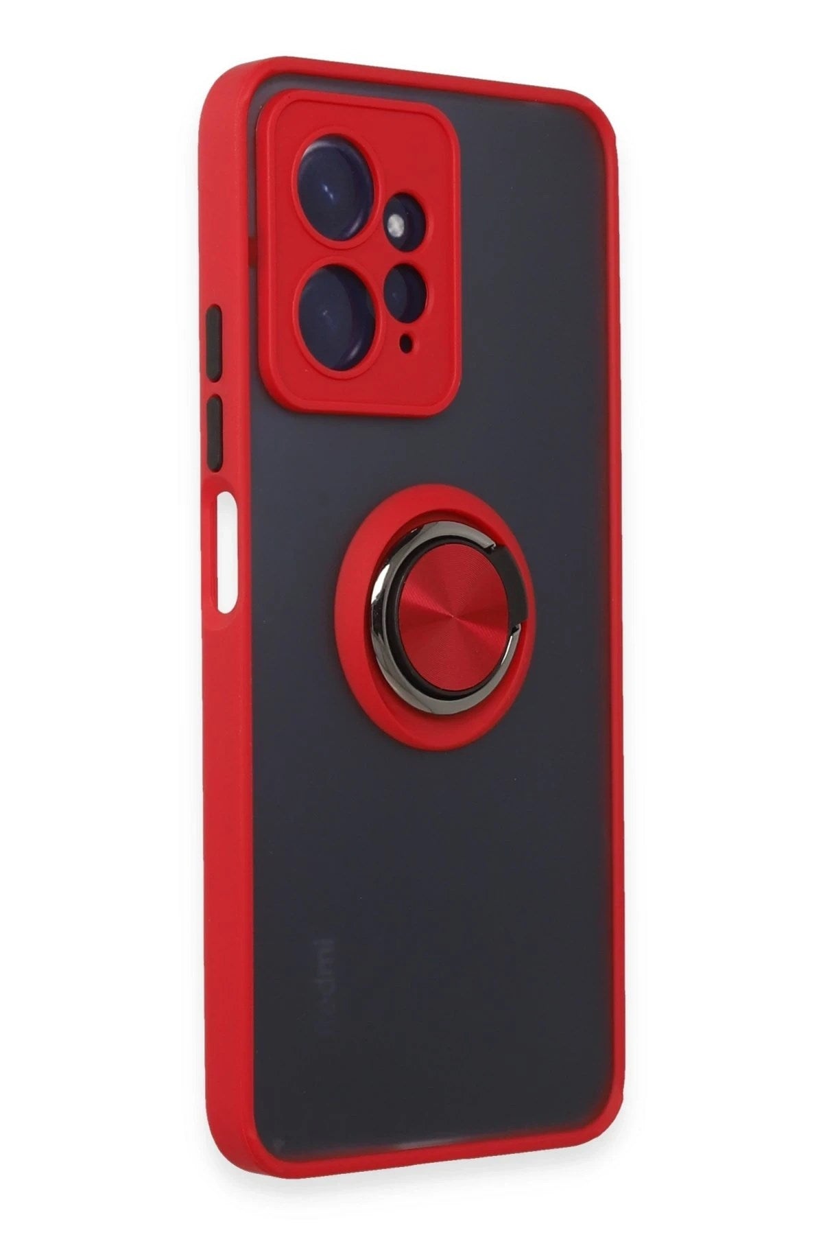 Mey İthalat® Redmi Note 12 4G Kılıf Montreal Yüzüklü Silikon Kapak - Kırmızı
