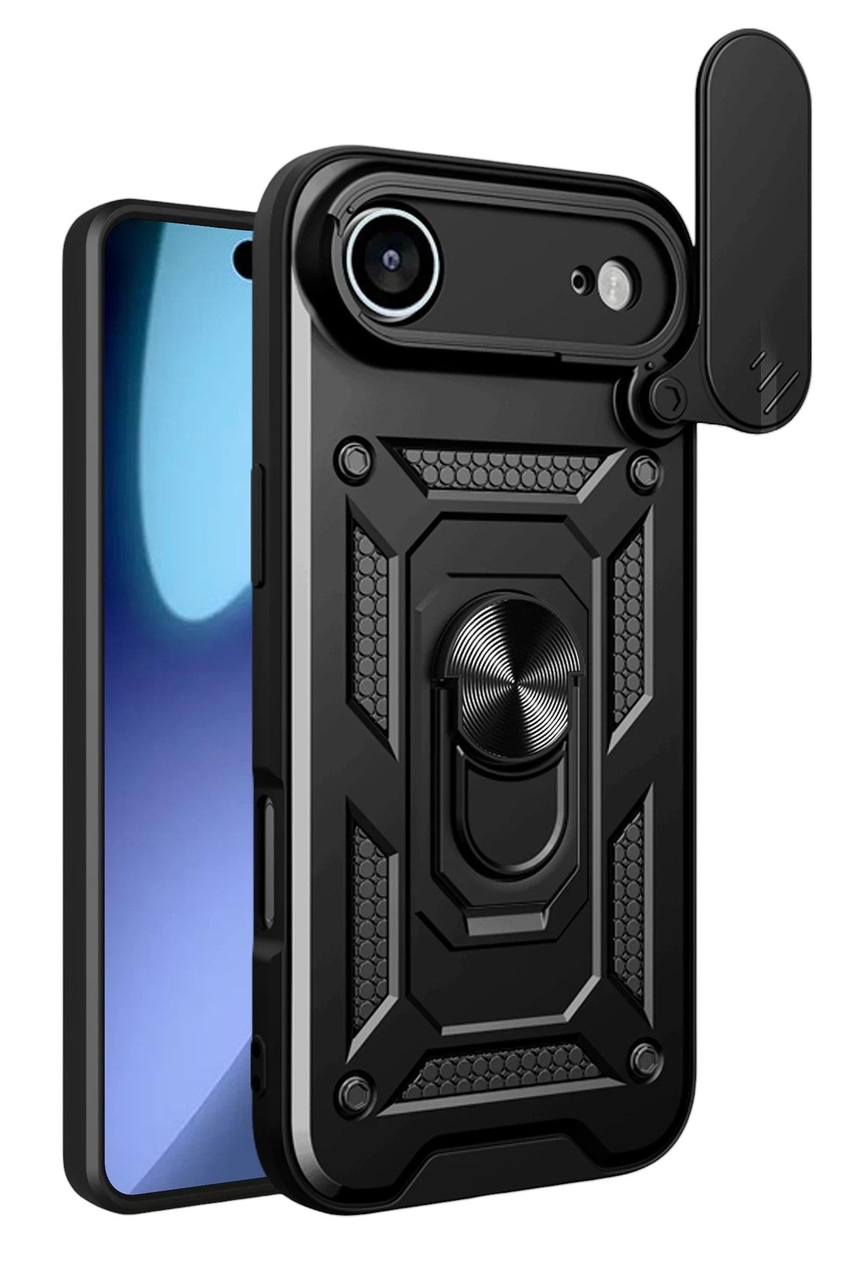 Mey İthalat® iPhone 17 Air Pars Lens Yüzüklü Silikon - Siyah